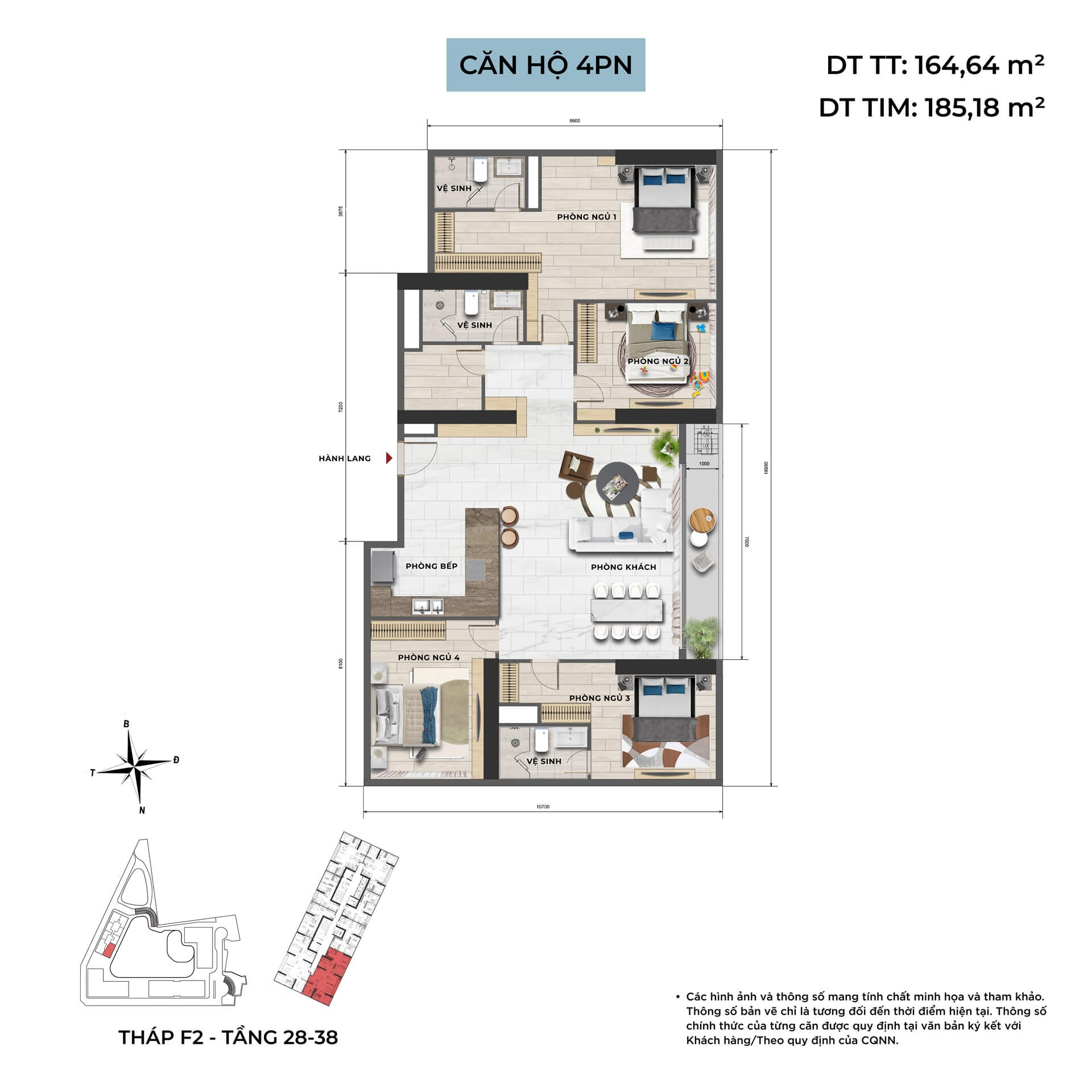 thiết kế căn hộ 4 phòng ngủ dự án Taseco Trung Văn